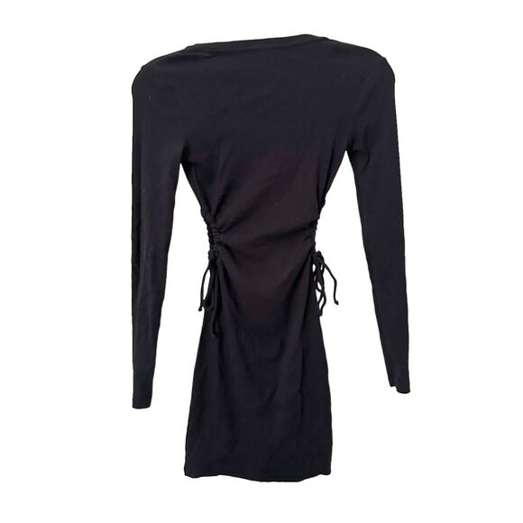 ZARA Side Cutout Ribbed Mini‎ Dress Black Sz Small - Picture 3 of 3